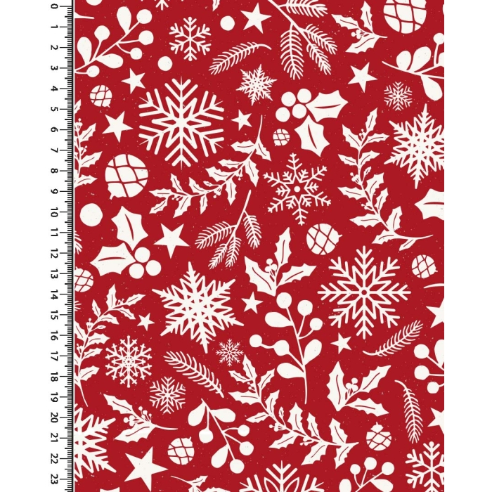 Poplin glitter christmas holly 5389