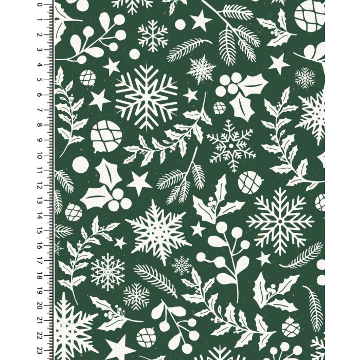 Poplin glitter christmas holly 5389