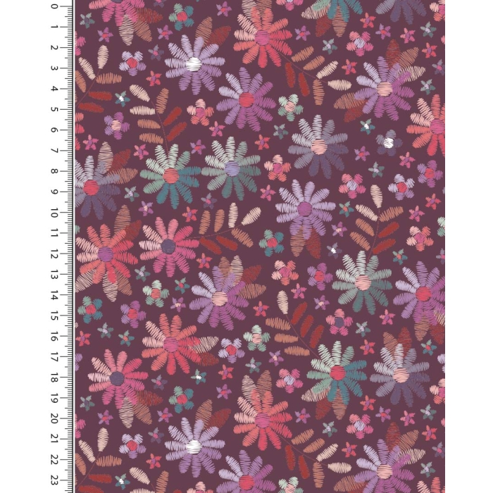 Jersey digital toff embroided flower 5336