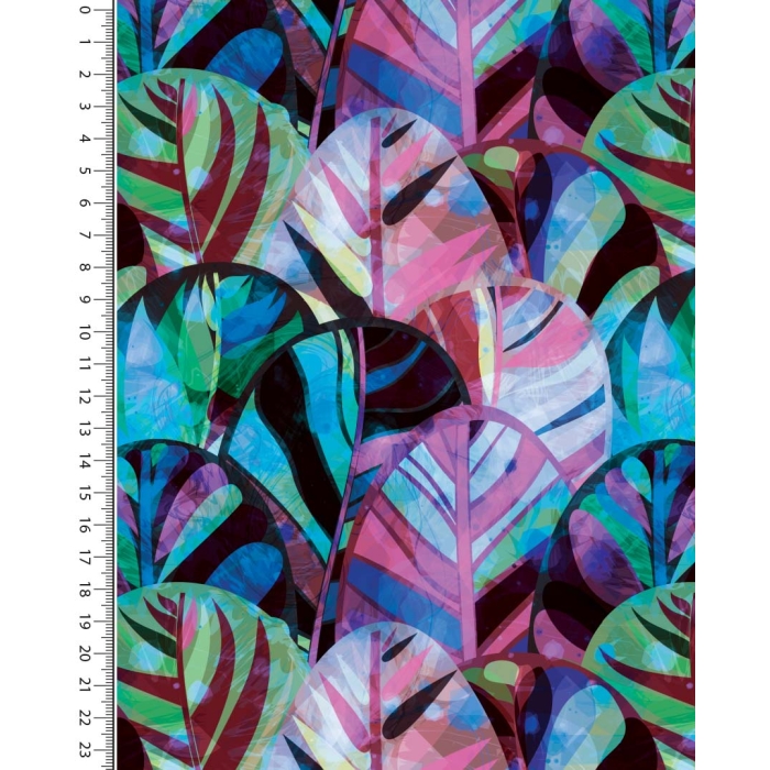 French terry digital stylez watercolor leaves 5343