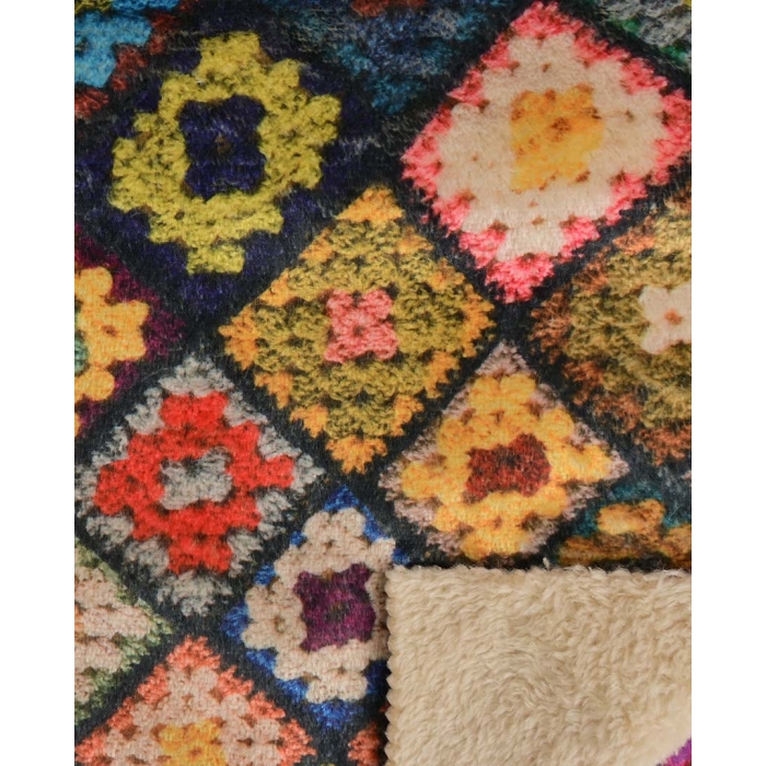 Double fur digital granny square 5397