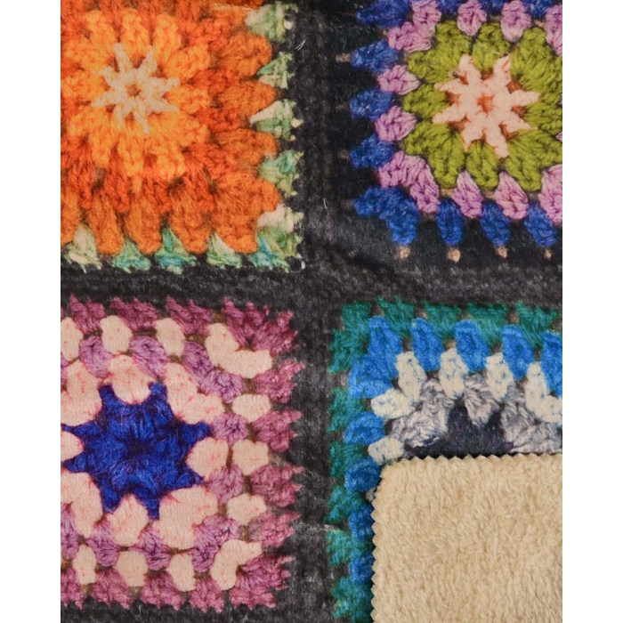 Double fur digital granny square 5397