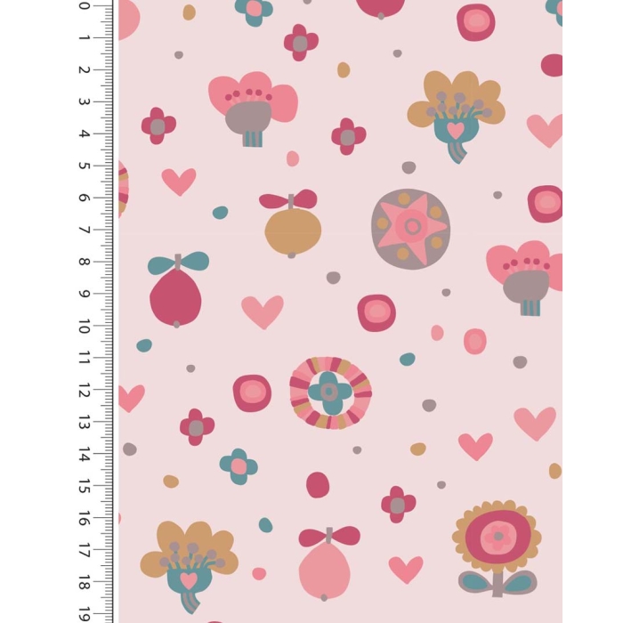 Rib jersey retro flowers 5260