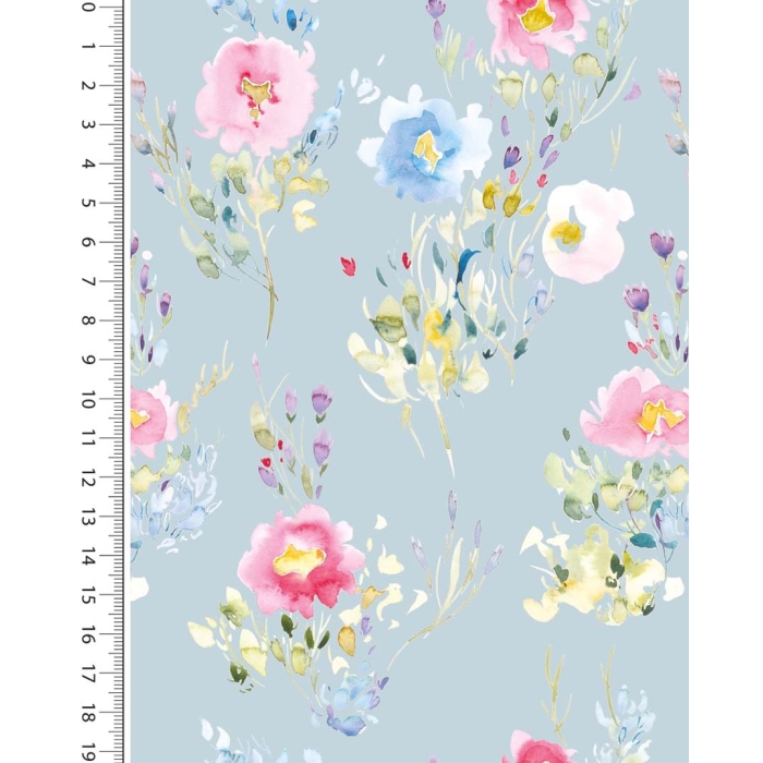 Poplin digital toff watercolour flower 6019
