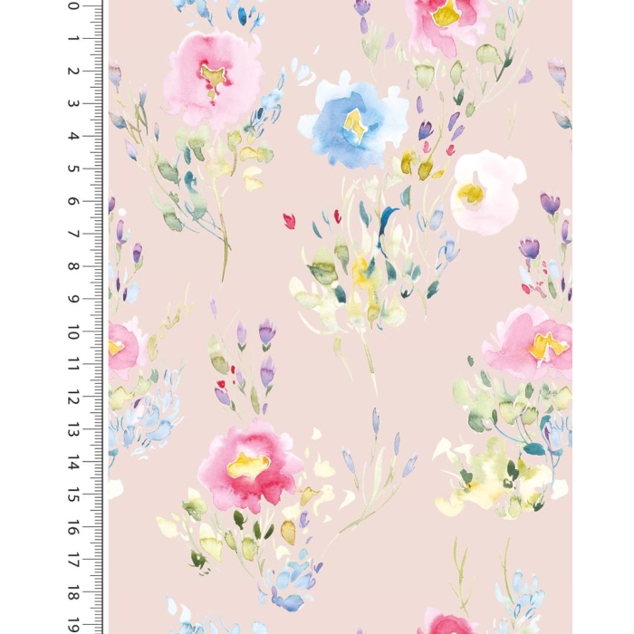 Poplin digital toff watercolour flower 6019