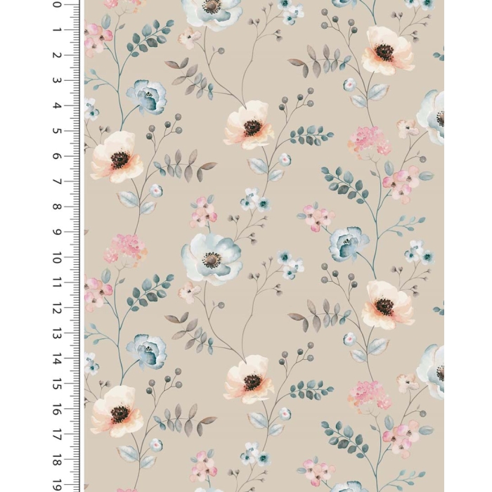 Poplin digital stylez watercolour flowers 6024