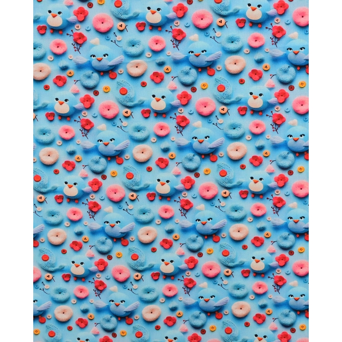 Poplin 3D Cute Birds 5819