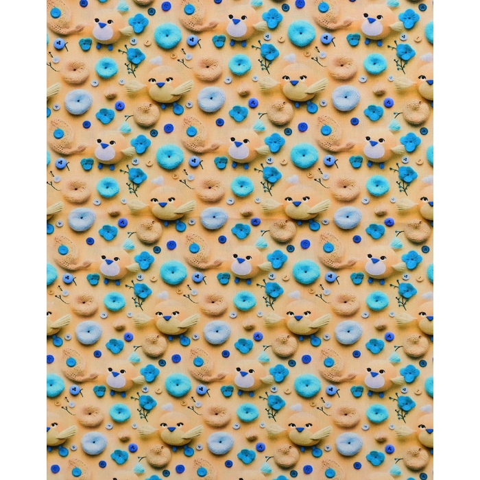 Poplin 3D Cute Birds 5819