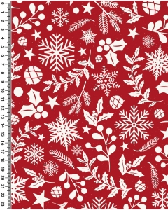Poplin glitter christmas holly 5389