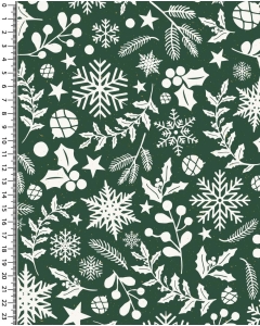 Poplin glitter christmas holly 5389