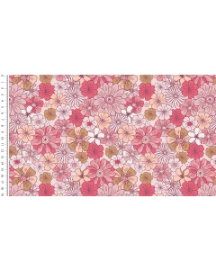 Waffle jersey toff retro flowers 5262