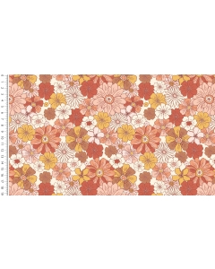 Waffle jersey toff retro flowers 5262