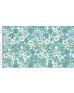 Waffle jersey toff retro flowers 5262