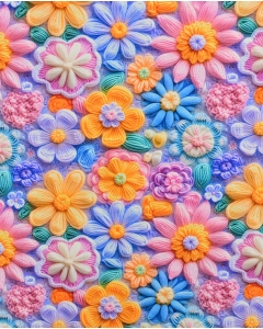 Poplin 3D Knitted Flowers 5824